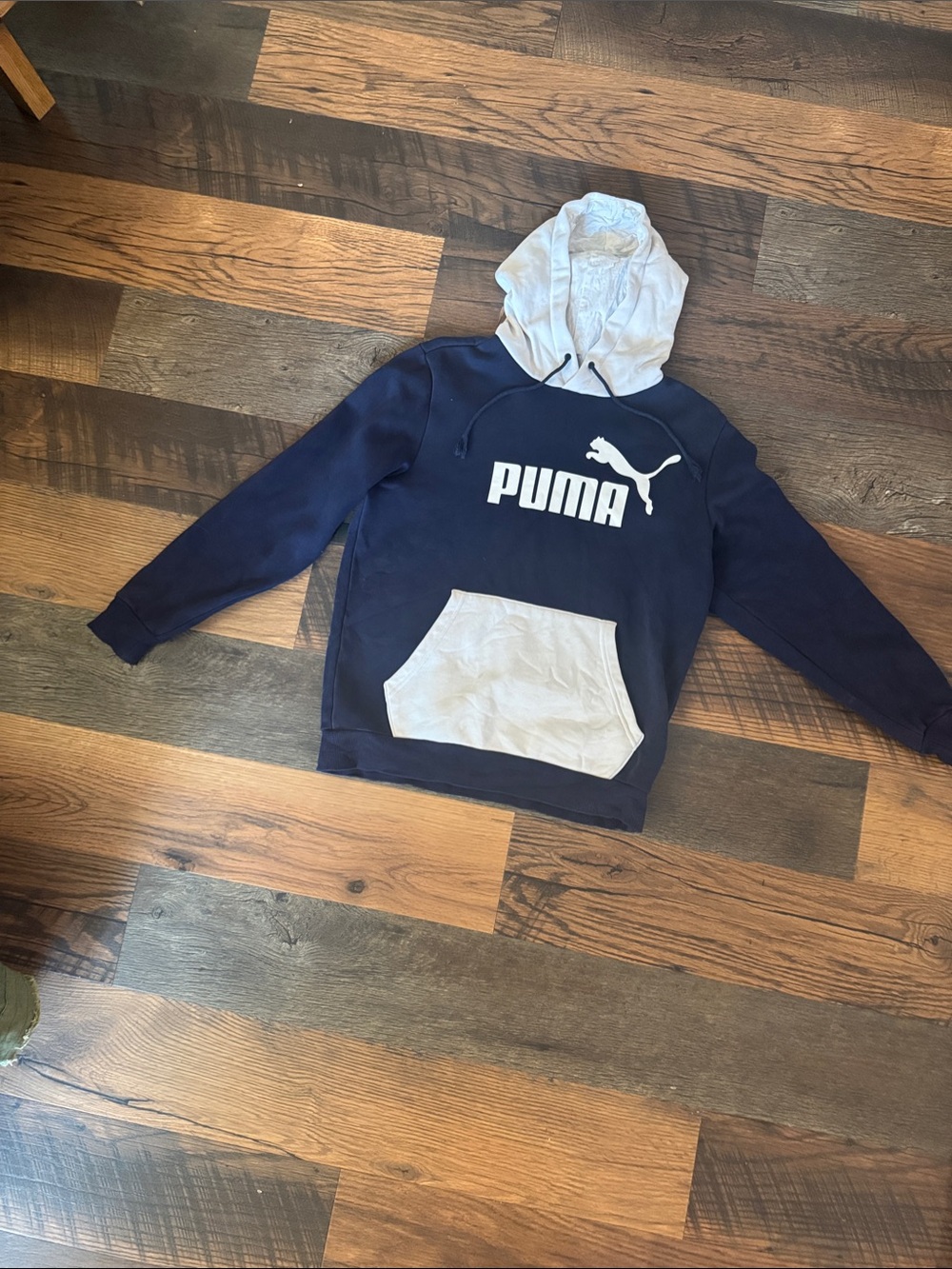Puma Navy and White Logo Pullover Hoodie